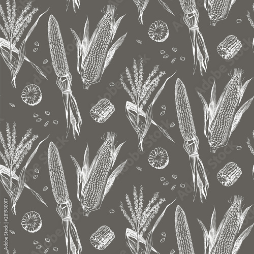 Corn on the cob vintage design seamless pattern