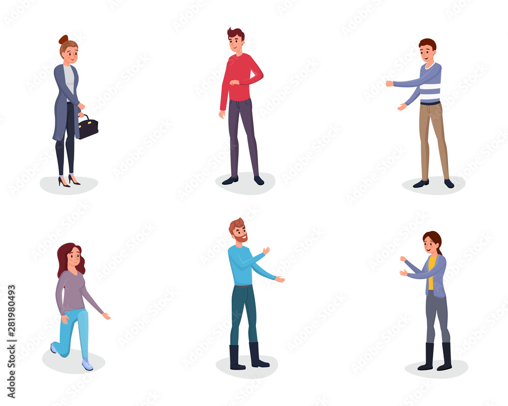 People gesturing flat vector characters set. Cheerful man, woman expressing emotions with raised hands, mimic, pantomime movements. Young girl, lady kneeling, standing on knee isolated character People gesturing flat vector characters set. Cheerful man, woman expressing emotions with raised hands, mimic, pantomime movements. Young girl, lady kneeling, standing on knee isolated character
