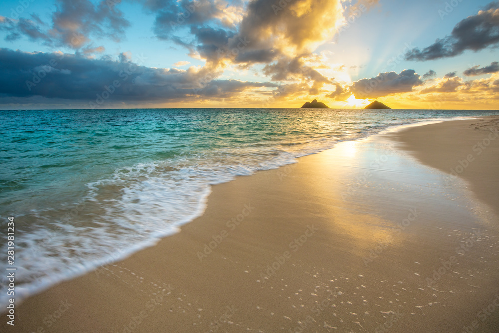 Beautiful Sunrise at Lanikai Beach in Kailua