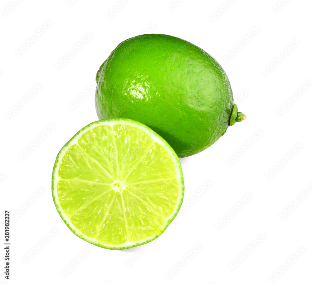 Natural fresh lime and mint isolated on white background Natural fresh lime and mint isolated on white background