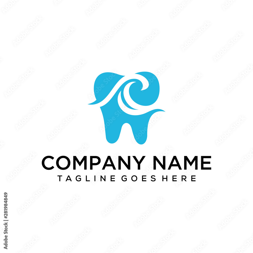 Illustration abstract luxury of dental with wave sign logo design