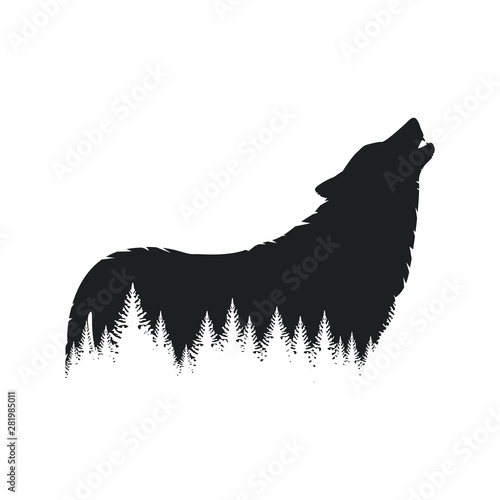 Wild wolf silhouette