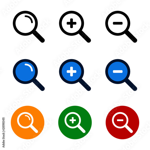 Magnifier vector icon set. Magnification icon concept for web and mobile