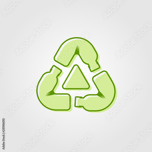 recycle plastic bottle logo icon vector line outline monoline green color