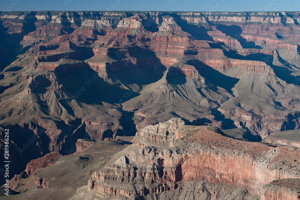 View of Grand Canyon from South Rim Trail near Mather Point on sunny summer afternoon, Grand Canyon National Park, Arizona. View of Grand Canyon from South Rim Trail near Mather Point on sunny summer afternoon, Grand Canyon National Park, Arizona.