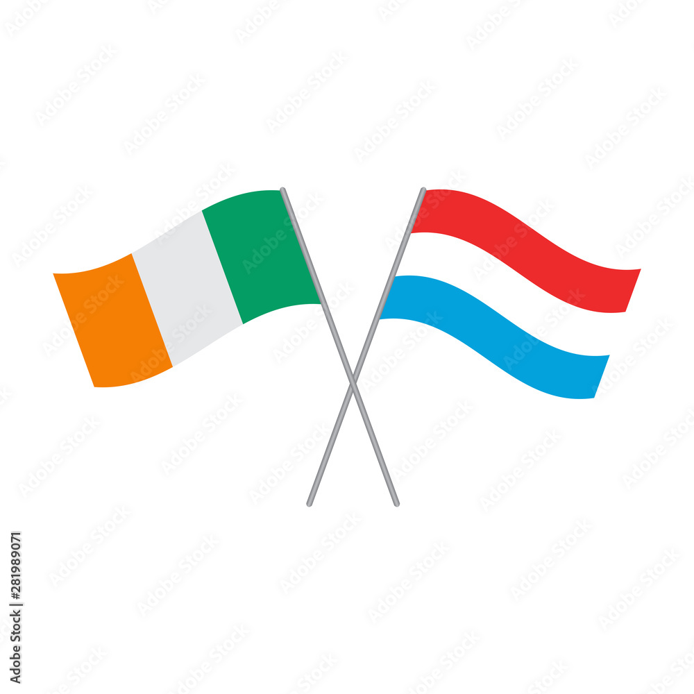 Luxembourg and Ireland flags vector isolated on white background Luxembourg and Ireland flags vector isolated on white background