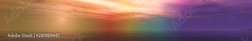 Panorama of a beautiful sunset, shine over the sea, abstract background, 3D rendering