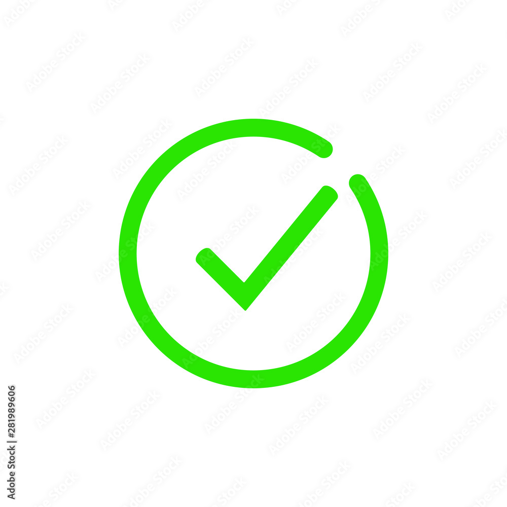Tick icon vector symbol, checkmark isolated on white background, checked icon or correct choice sign, check mark or checkbox pictogram Tick icon vector symbol, checkmark isolated on white background, checked icon or correct choice sign, check mark or checkbox pictogram