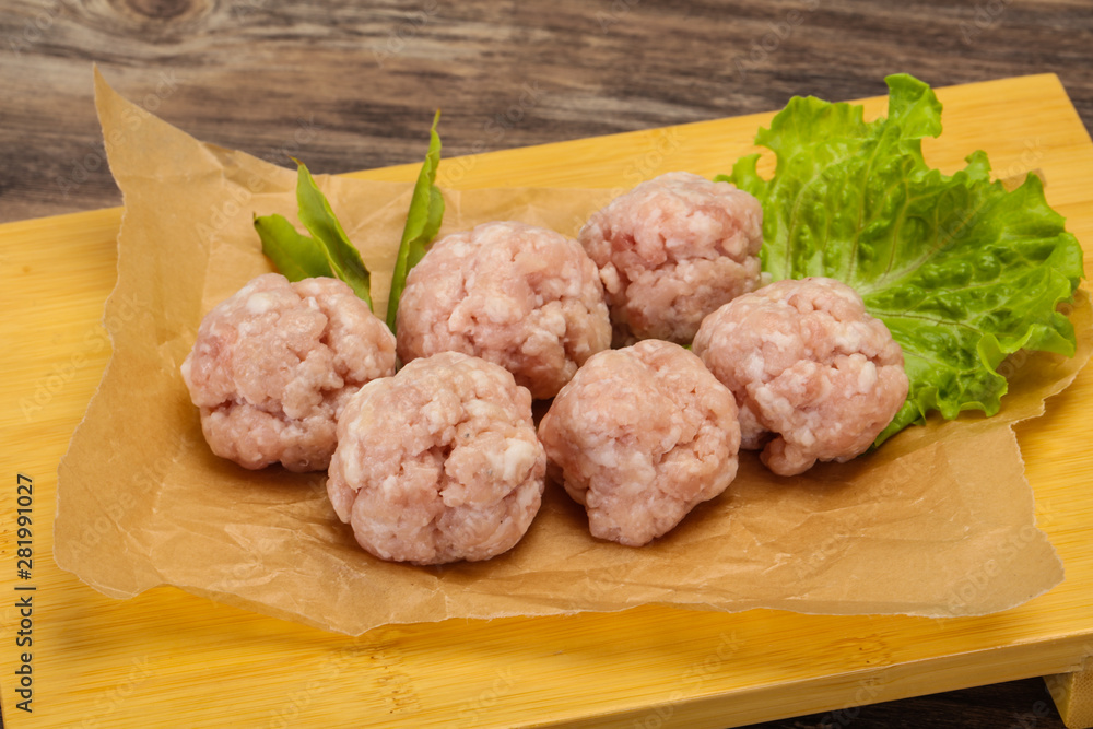 Homemade raw pork minced meatball for cooking Homemade raw pork minced meatball for cooking