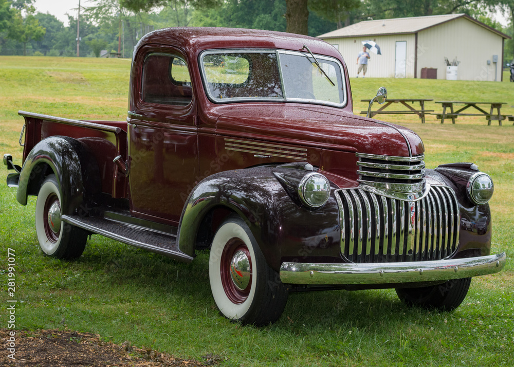 custom hotrod car at a car show custom hotrod car at a car show