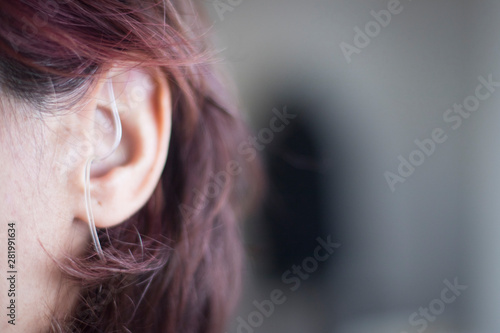 Deaf woman hearing aid