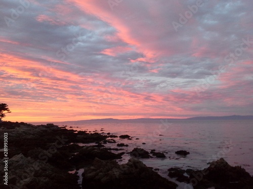 View of Bay Sunset on Pacific Coast