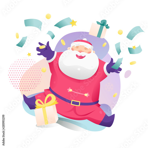 Santa Claus Throws Money Out