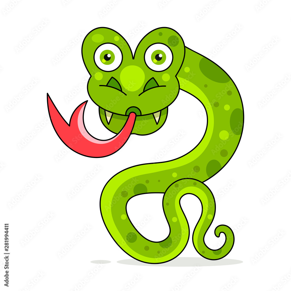 Snake Cute Reptile Vector Illustration On White Background Snake Cute Reptile Vector Illustration On White Background