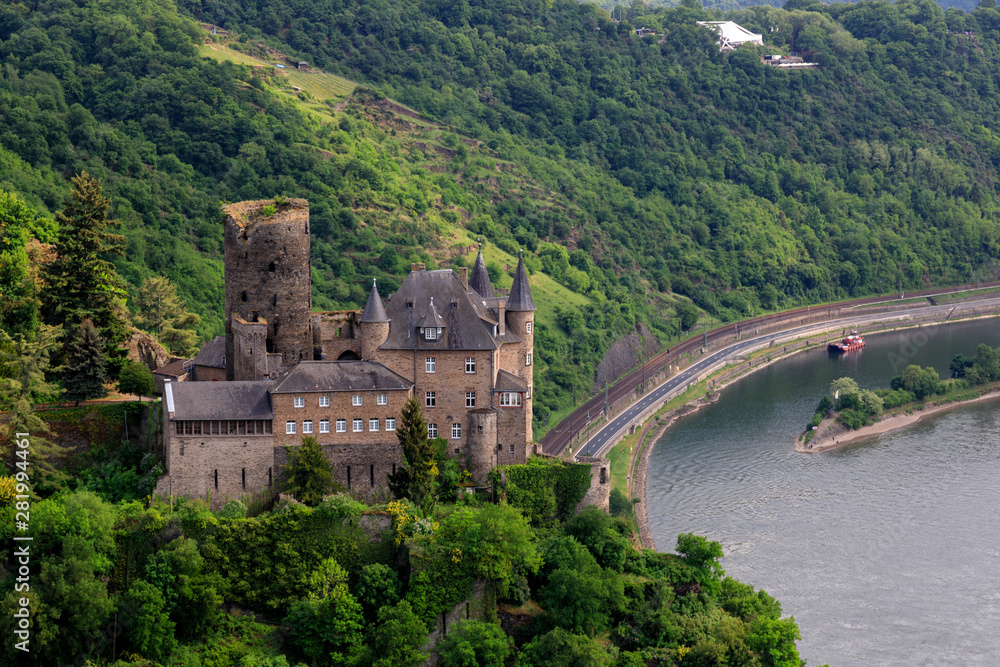 Panorama of the Rhine River Valley with Castle Katz
