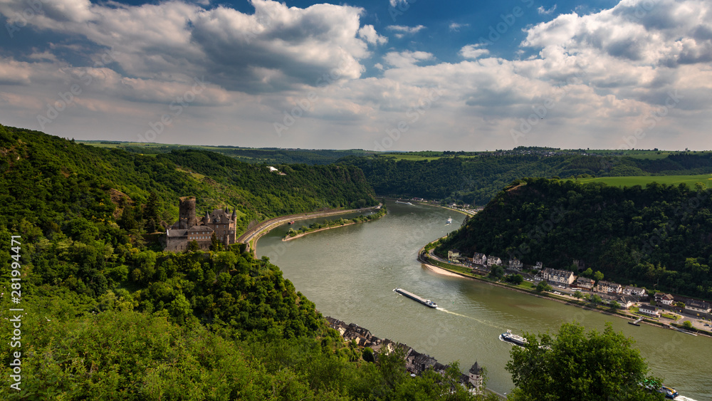 Panorama of the Rhine River Valley with Castle Katz Panorama of the Rhine River Valley with Castle Katz