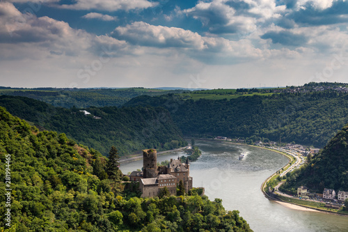 Panorama of the Rhine River Valley with Castle Katz