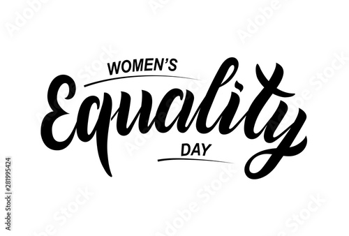 Hand sketched Women’s equality day text. Greeting card decoration graphic element. Banner template lettering typography. Isolated illustration on white background. EPS10