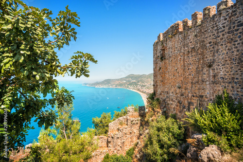 Аланийская Крепость View of the blue bay from the height of the Alanya Fortress