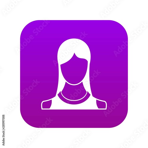 Woman icon digital purple for any design isolated on white vector illustration