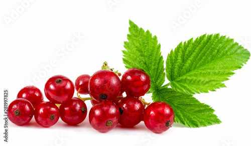 Red ripe Currant berries isolated over white background
