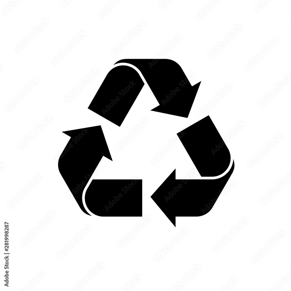 Recycle icon vector. Black recycling symbol. vector icon of recycle on isolated background. Simple recycle logo for web, mobile app, social media. vector illustration Recycle icon vector. Black recycling symbol. vector icon of recycle on isolated background. Simple recycle logo for web, mobile app, social media. vector illustration