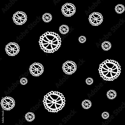 ethnic tribal seamless pattern background , black on white line round shape ornament doodle . hand drown mandala indian asian wallpaper vector illustration