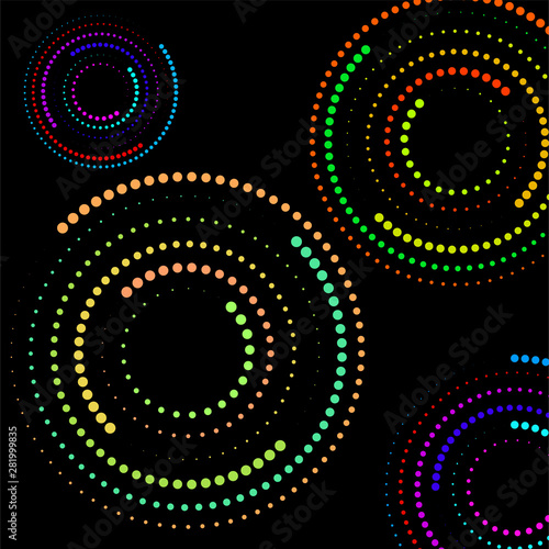 Abstract background with dotted circles. Colorful dots