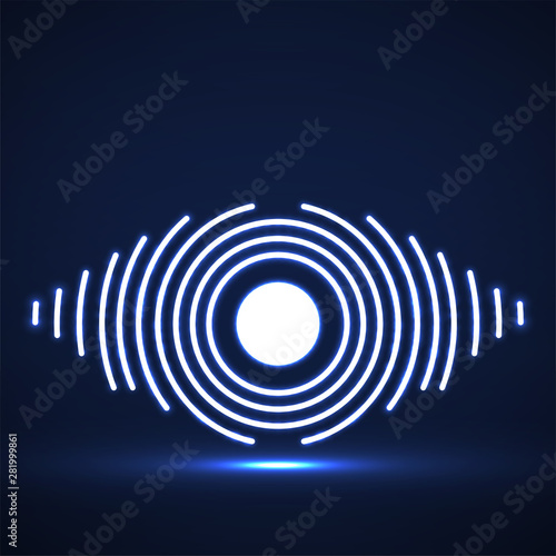 Abstract glowing eye of lines. Vector logo