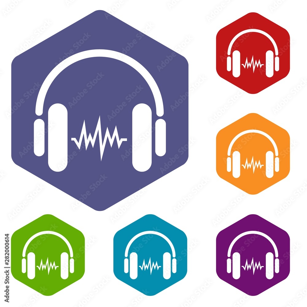 Sound in headphones icon in simple style isolated on white background. Device symbol Sound in headphones icon in simple style isolated on white background. Device symbol