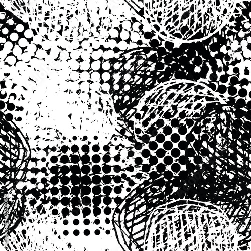 Black white grunge background. Abstract monochrome vector seamless texture