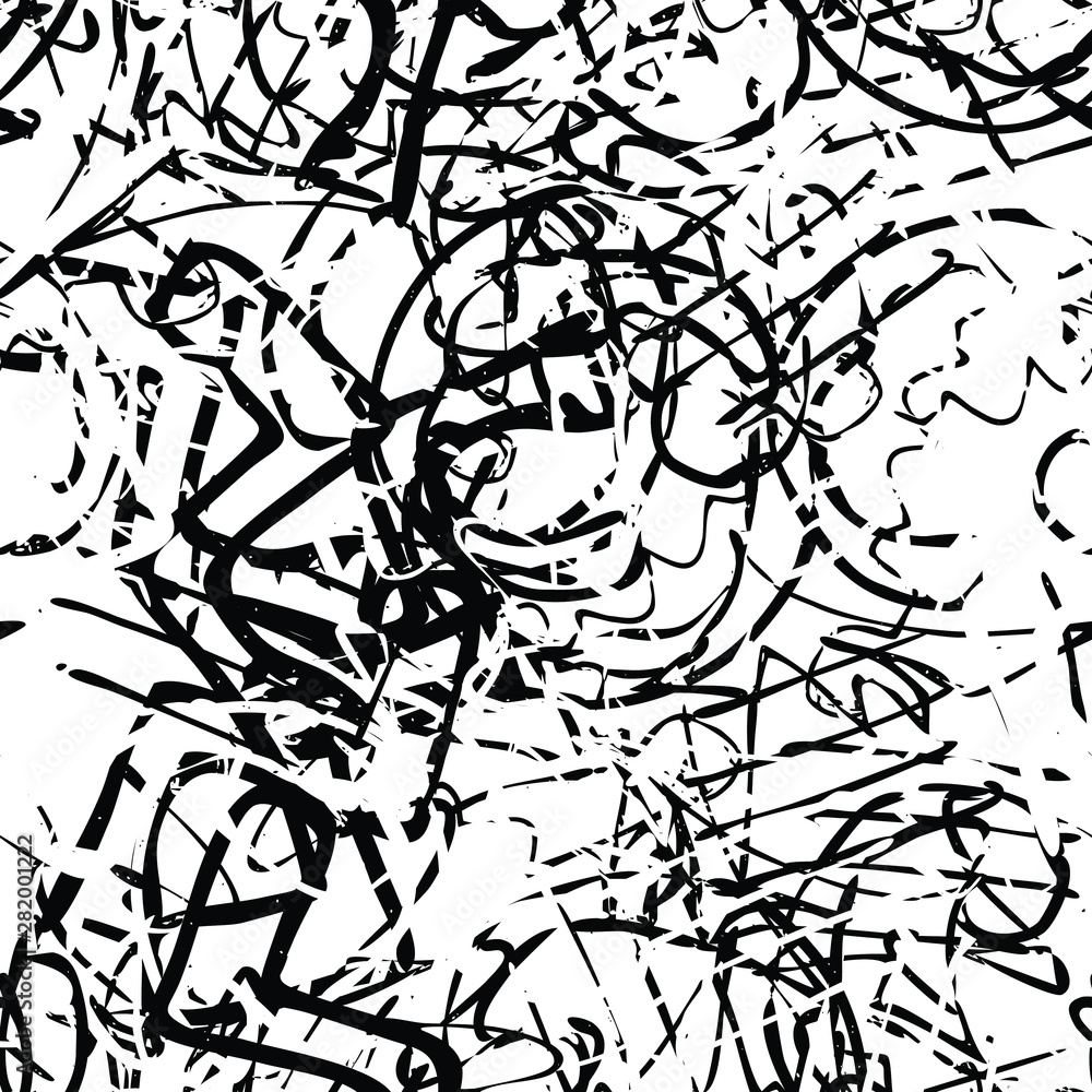 Fototapeta premium Black white grunge background. Abstract monochrome vector seamless texture