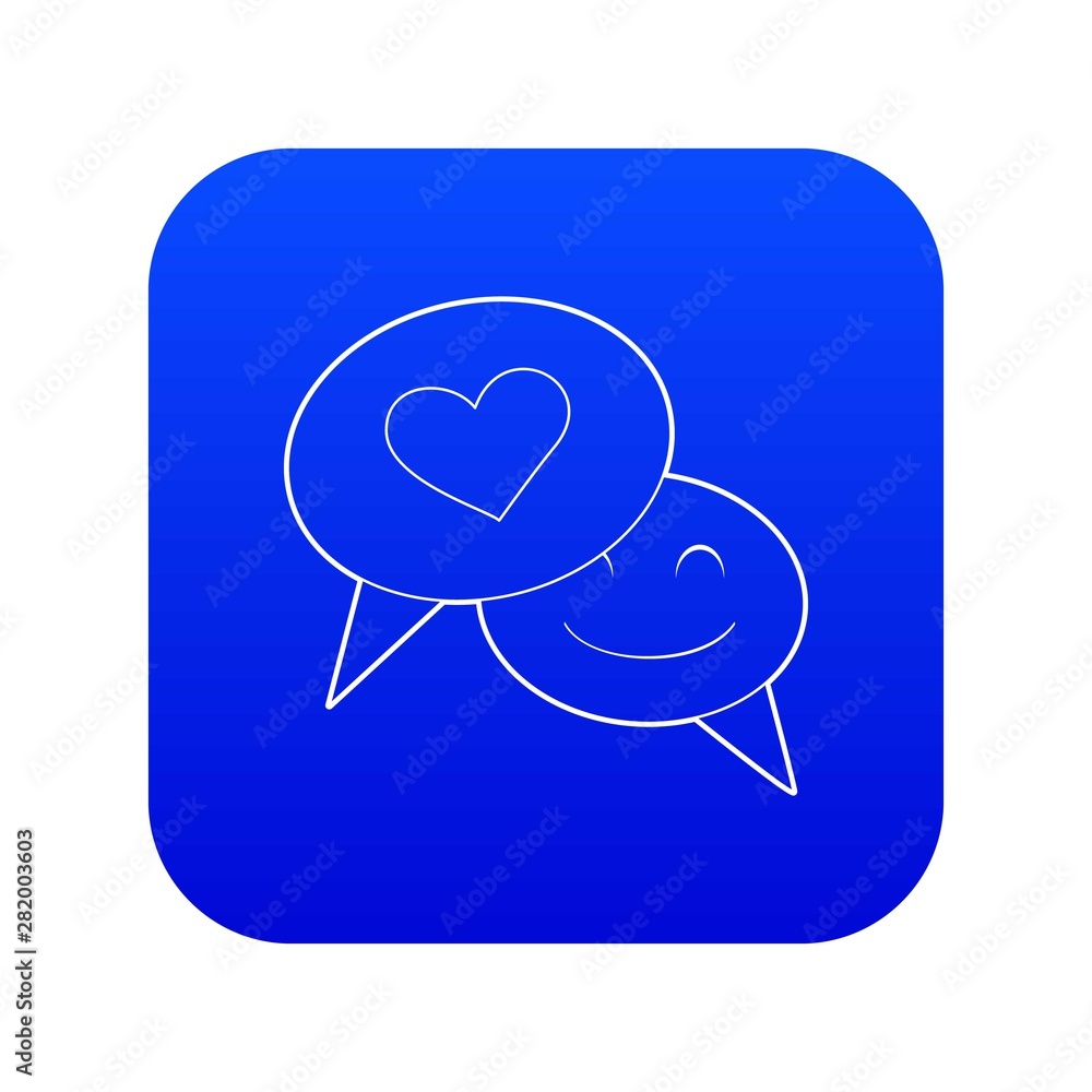 Speech bubble heart icon blue vector isolated on white background Speech bubble heart icon blue vector isolated on white background