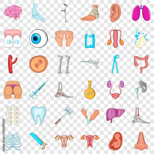 Organ icons set. Cartoon style of 36 organ vector icons for web for any design