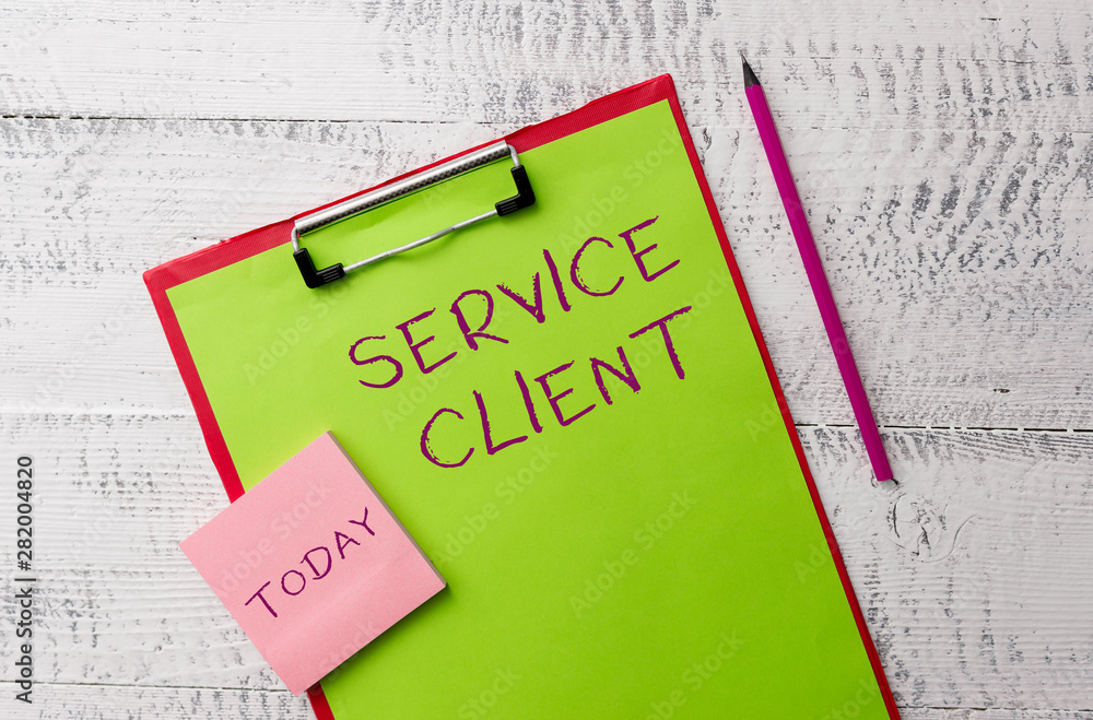 Word writing text Service Client. Business photo showcasing Dealing with customers satisfaction and needs efficiently Metal clipboard paper sheets marker sticky notes pad wooden background Word writing text Service Client. Business photo showcasing Dealing with customers satisfaction and needs efficiently Metal clipboard paper sheets marker sticky notes pad wooden background