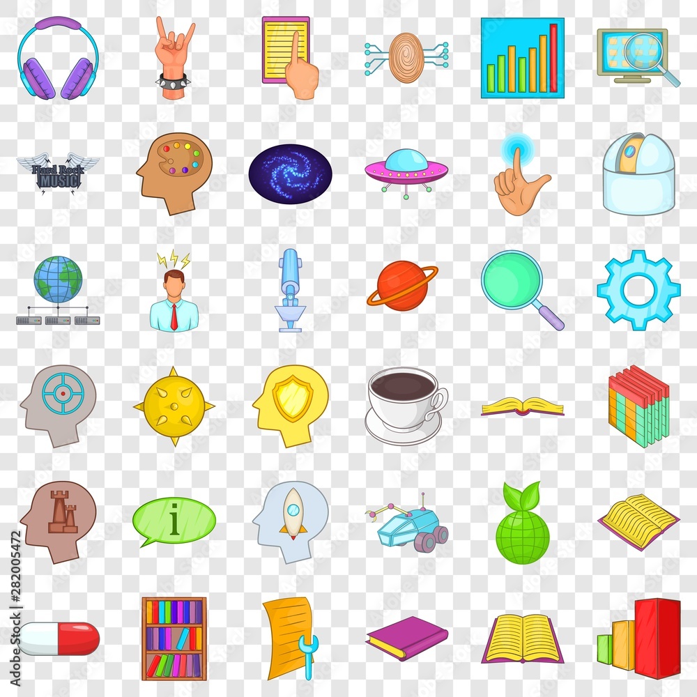 Brain icons set. Cartoon style of 36 brain vector icons for web for any design