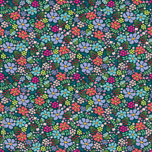 Colorful Floral seamless pattern illustration for wallpaper, stationary, fabric, textile, background etc.