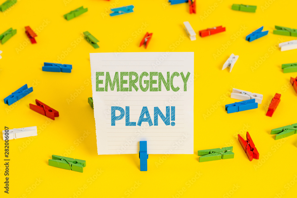 Conceptual hand writing showing Emergency Plan. Concept meaning actions developed to mitigate damage of potential events Conceptual hand writing showing Emergency Plan. Concept meaning actions developed to mitigate damage of potential events