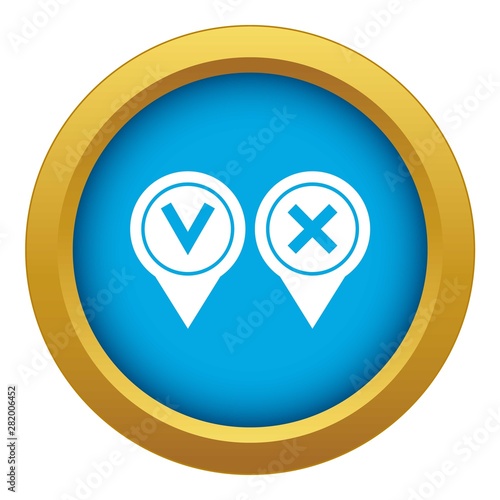 Tick affirmative and negative icon blue vector isolated on white background for any design