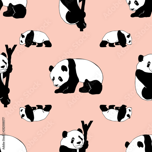 PANDA SEAMLESS PATTERN ILLUSTRATION FOR TEXTILE, WRAPPING PAPER, FABRIC, STATIONARY ETC.
