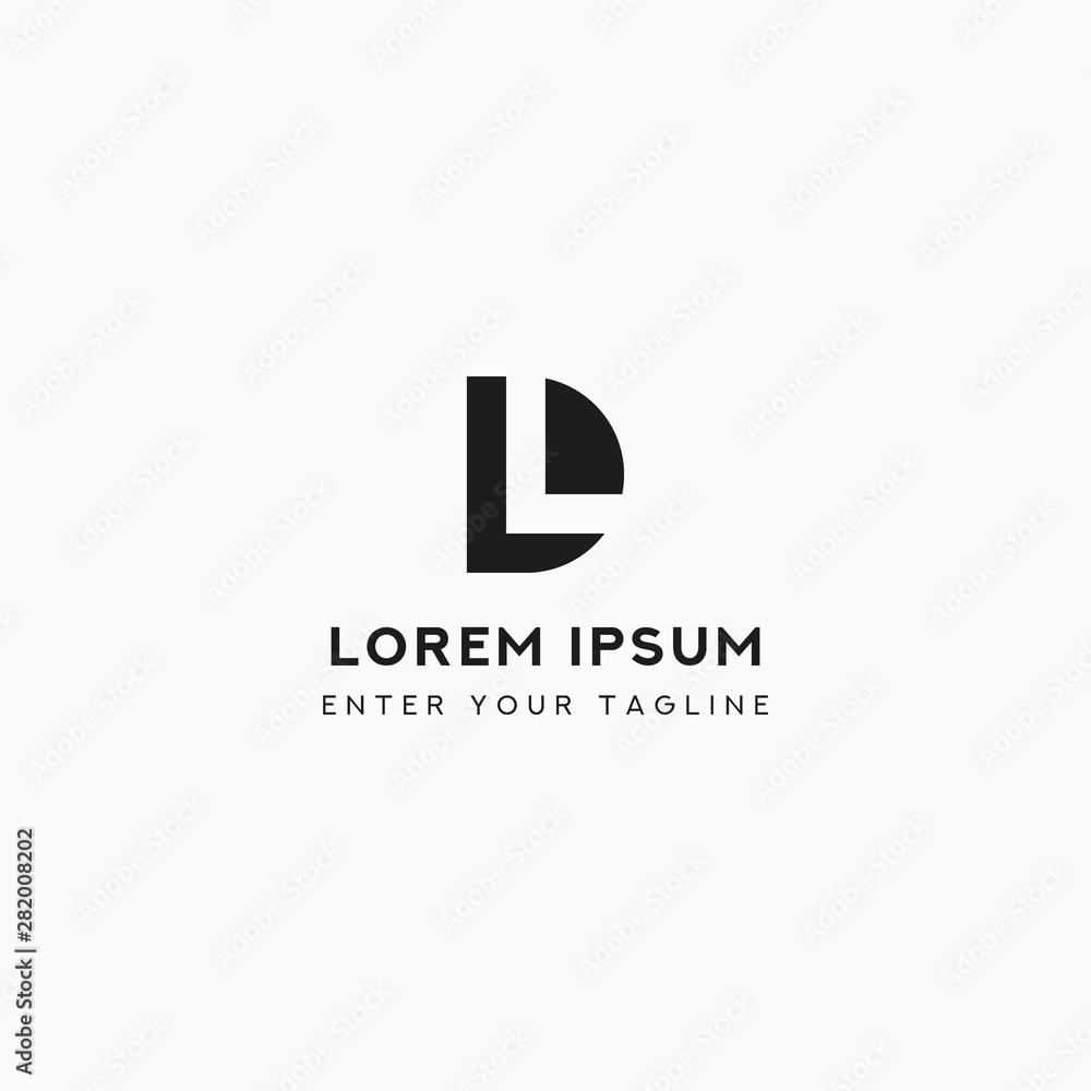Logo Design Simple Initial LD or DL. Concept Letter D + Negative Space L. - obrazy, fototapety, plakaty 