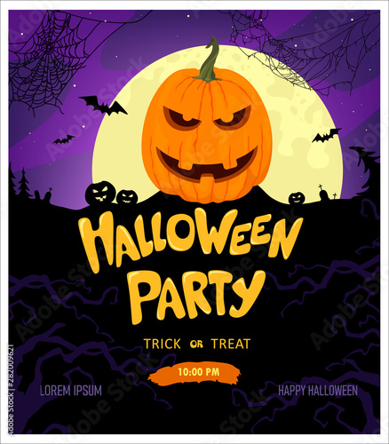 Halloween party background design. Vector illustration. Pumpkin. Helloween party