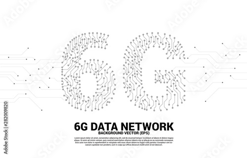 Vector 6G dot connect line circuit board style mobile phone icon. Concept for data transfer of mobile data network.