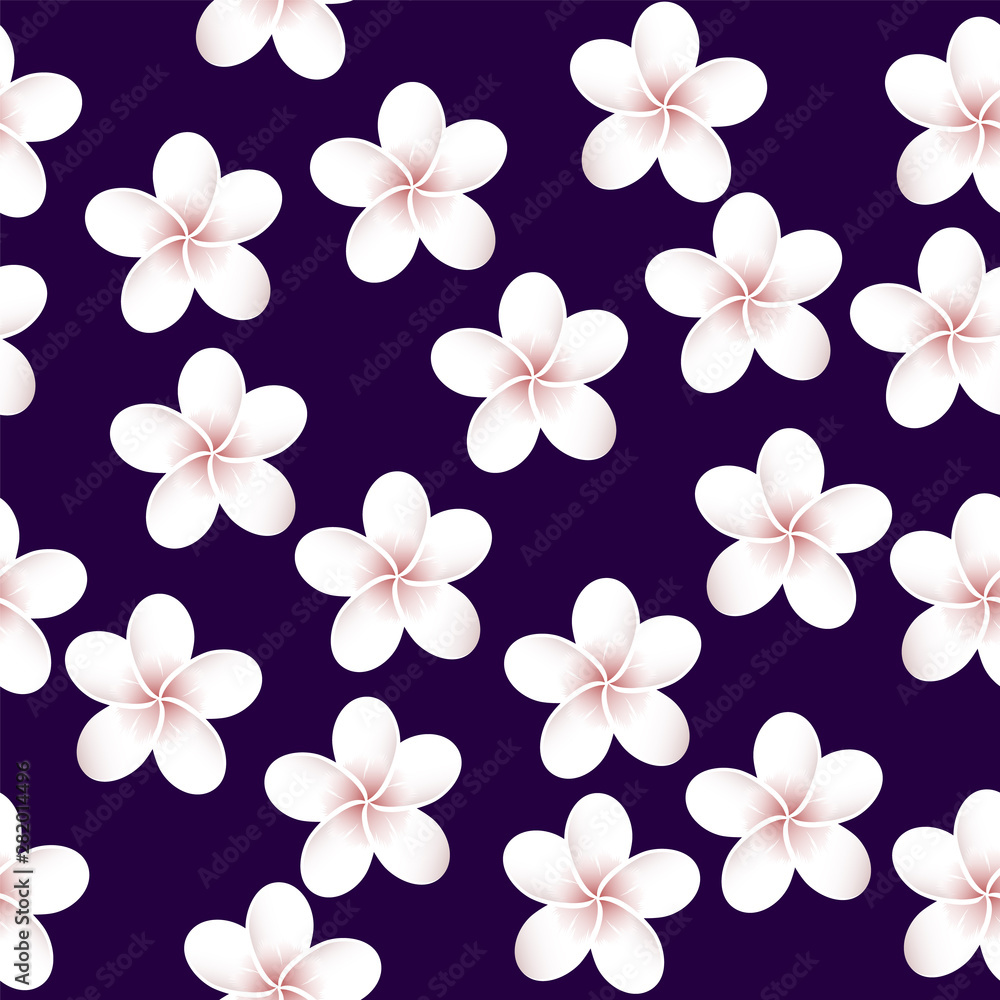 Seamless vector tropical pattern. Plumeria, frangipani. Exotic vector beach wallpaper seamless pattern. Seamless vector tropical pattern. Plumeria, frangipani. Exotic vector beach wallpaper seamless pattern.
