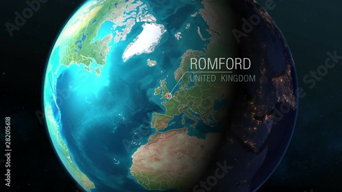 United Kingdom - Romford - Zooming from space to earth photo