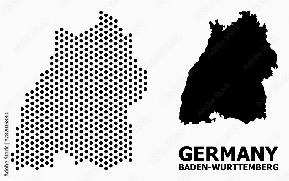 Dot Mosaic Map of Baden-Wurttemberg State
