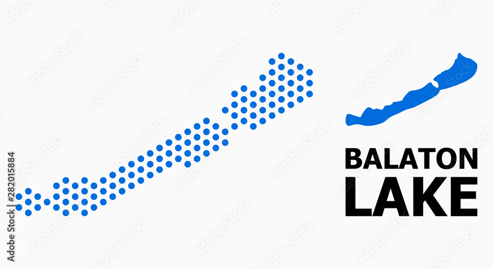 Obraz premium Dotted Mosaic Map of Balaton Lake