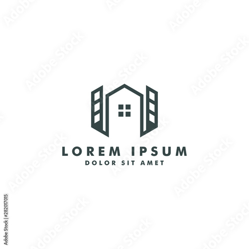 Home building logo template, house icon symbol design - vector