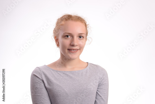portrait happy young woman isolated