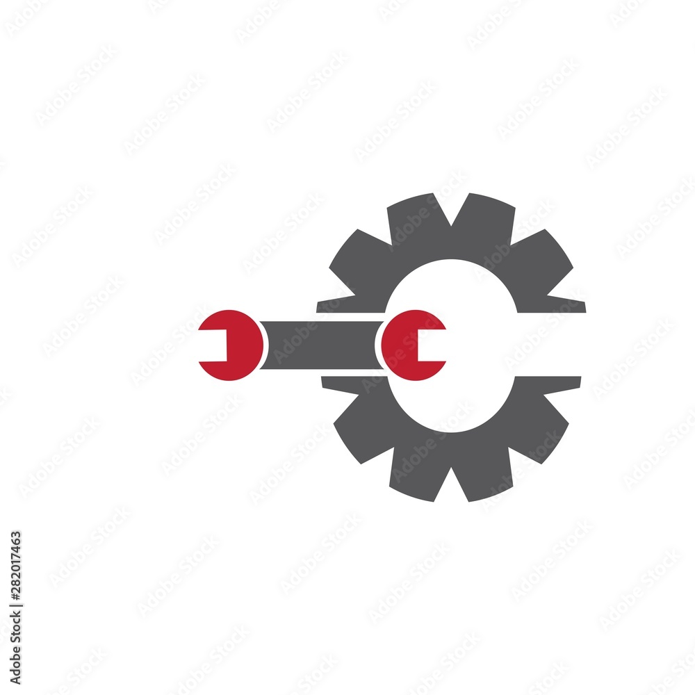 gear and wrench logo vector
